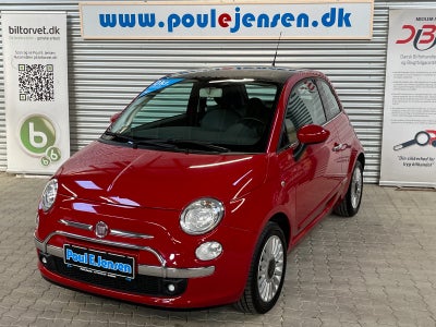 Fiat 500 1,2 Lounge Benzin modelår 2008 km 79000 Rød træk nysynet ABS airbag startspærre servostyrin