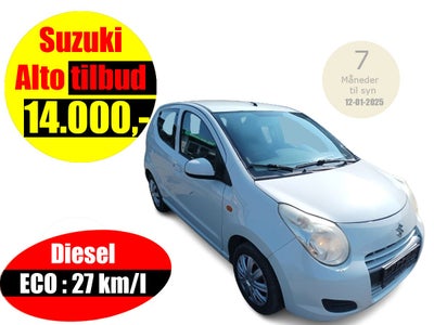 Suzuki Alto 1,0 Comfort Benzin modelår 2009 km 175000 ABS airbag alarm centrallås startspærre servos