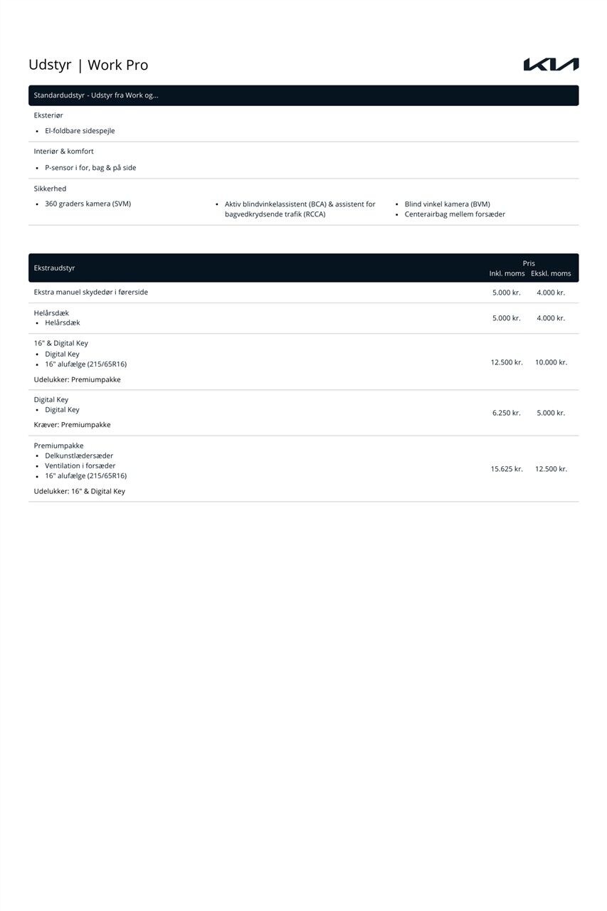 Kia PV5 Standard Range Work
