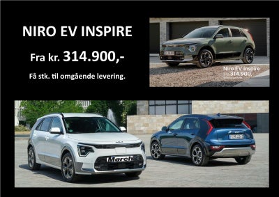 Kia Niro 64 EV Inspire El aut. Automatgear modelår 2024 km 0 ABS airbag, SPAR kr. 50.000

Helt ny va
