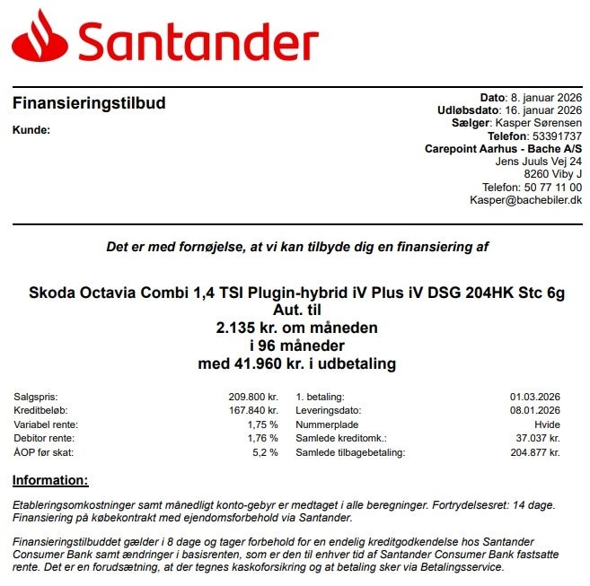 Billede af Skoda Octavia 1,4 TSi iV Plus Combi DSG