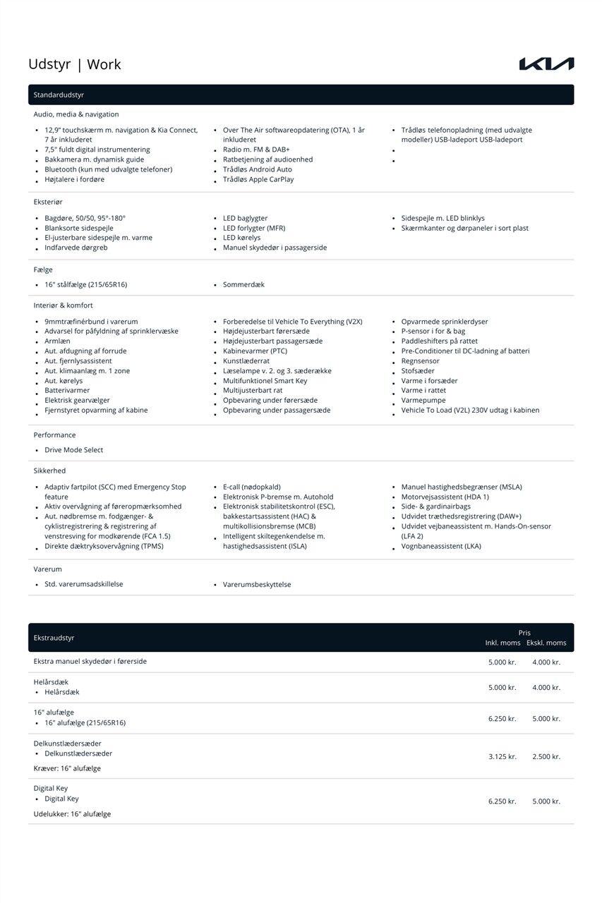 Kia PV5 Standard Range Work