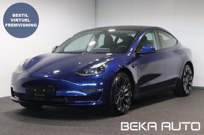 Tesla Model 3  Performance AWD El 4x4 4x4 aut. Automatgear modelår 2021 km 18000 Blåmetal ABS airbag